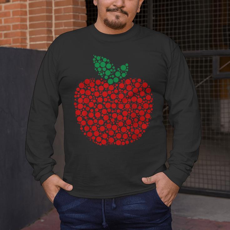 Apple Dot Pattern Art Teacher Appreciation Men Women Humor Men's Long Sleeve T-Shirt, funny design Apple Dot Pattern Art Teacher Appreciation Men Women Humor Men's Long Sleeve T-Shirt, funny design