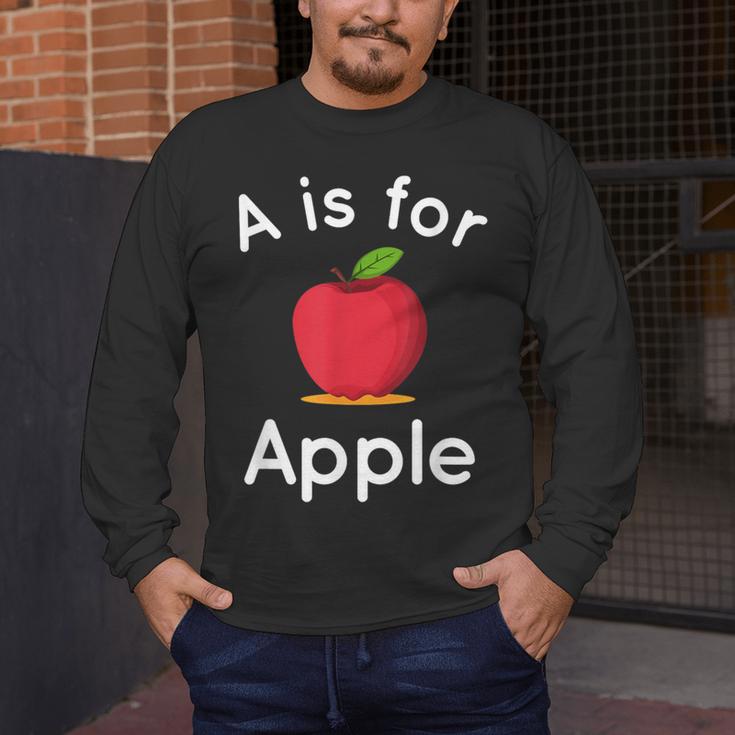 A Is For Apple Toddler Kindergarten Preschool Teacher Men's Long Sleeve T-Shirt, funny design