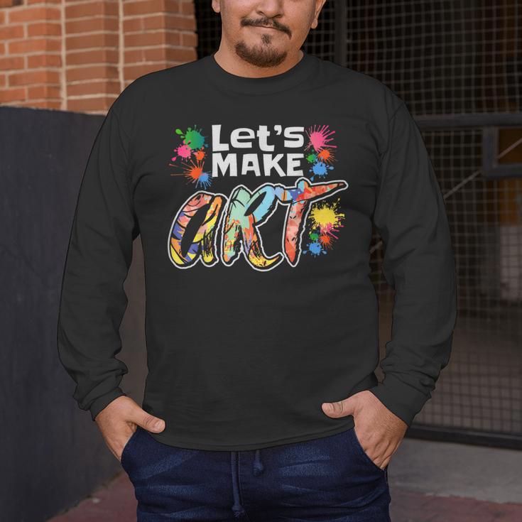 Lets Make Art Colerful Artists Painter Art Teacher Men Women Girls Kids Men's Long Sleeve T-Shirt, funny design