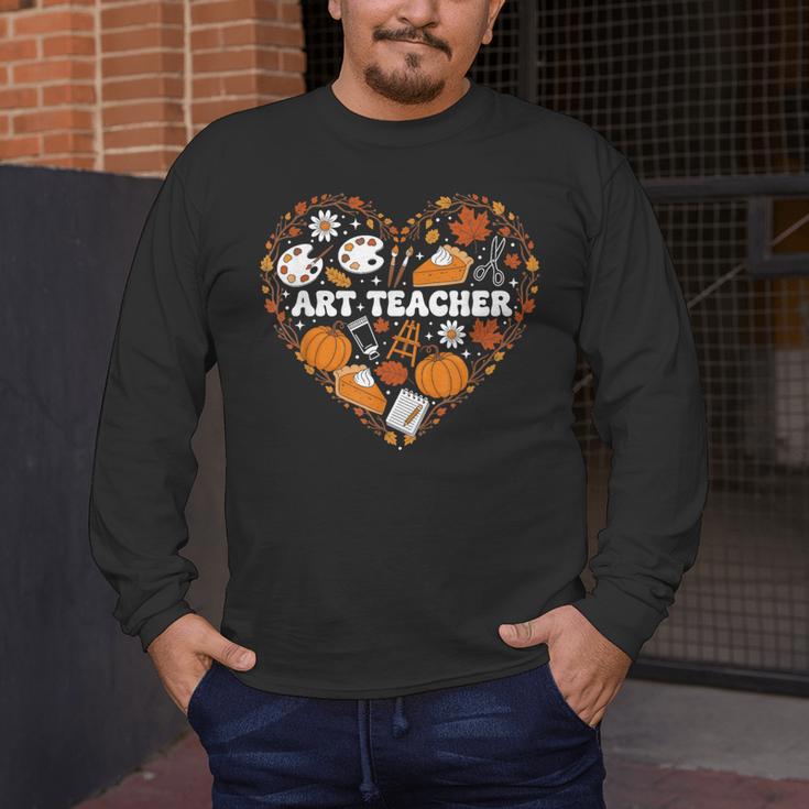 Art Teacher Heart Autumn Thanksgiving Kids Men's Long Sleeve T-Shirt, funny design Art Teacher Heart Autumn Thanksgiving Kids Men's Long Sleeve T-Shirt, funny design