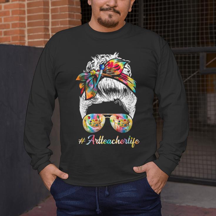 Art Teacher Life Messy Bun Back To School Art Teacher Men's Long Sleeve T-Shirt, funny design