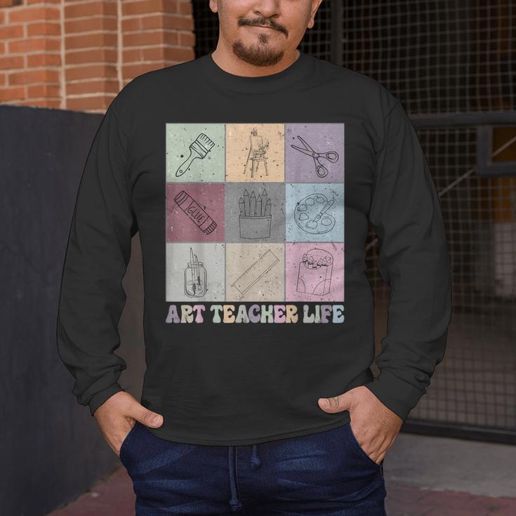 Art Teacher Life Retro Groovy Teaching Future Artists Men's Long Sleeve T-Shirt, funny design Art Teacher Life Retro Groovy Teaching Future Artists Men's Long Sleeve T-Shirt, funny design