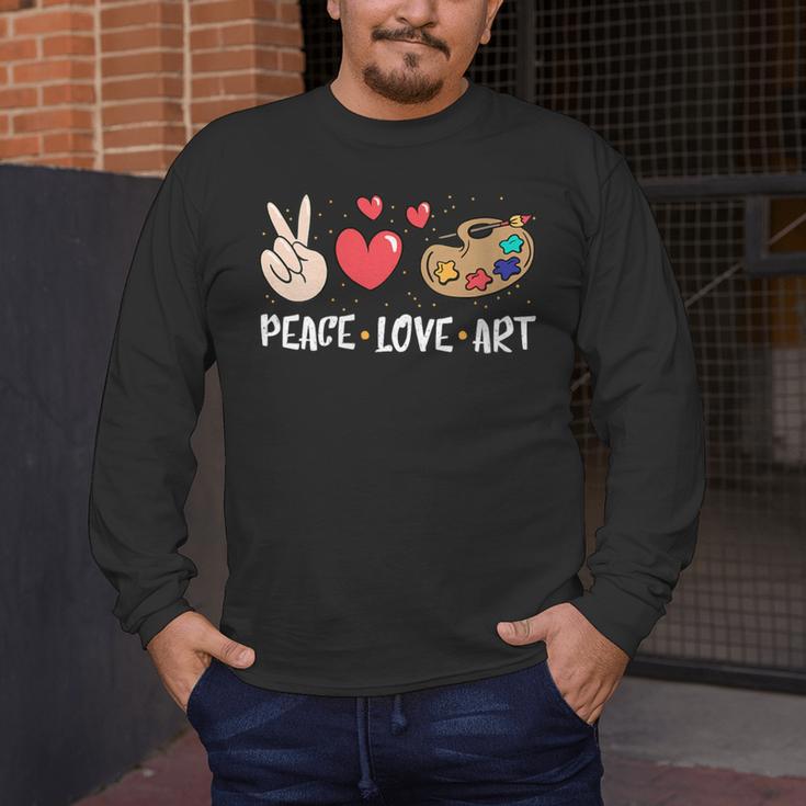 Art Teacher Peace Love Art For Artists And Painters Men's Long Sleeve T-Shirt, funny design Art Teacher Peace Love Art For Artists And Painters Men's Long Sleeve T-Shirt, funny design