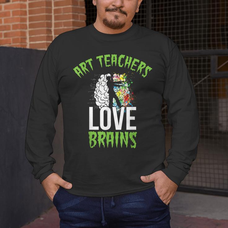 Art Teachers Love Brains Shirt Halloween Zombie Teaching Tee Men Women Kids Men's Long Sleeve T-Shirt, funny design Art Teachers Love Brains Shirt Halloween Zombie Teaching Tee Men Women Kids Men's Long Sleeve T-Shirt, funny design
