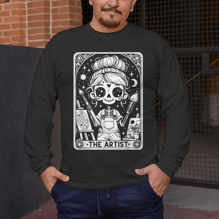 Artist Tarot Card Skeleton Painter Art Teacher Witchy Men's Long Sleeve T-Shirt, funny design
