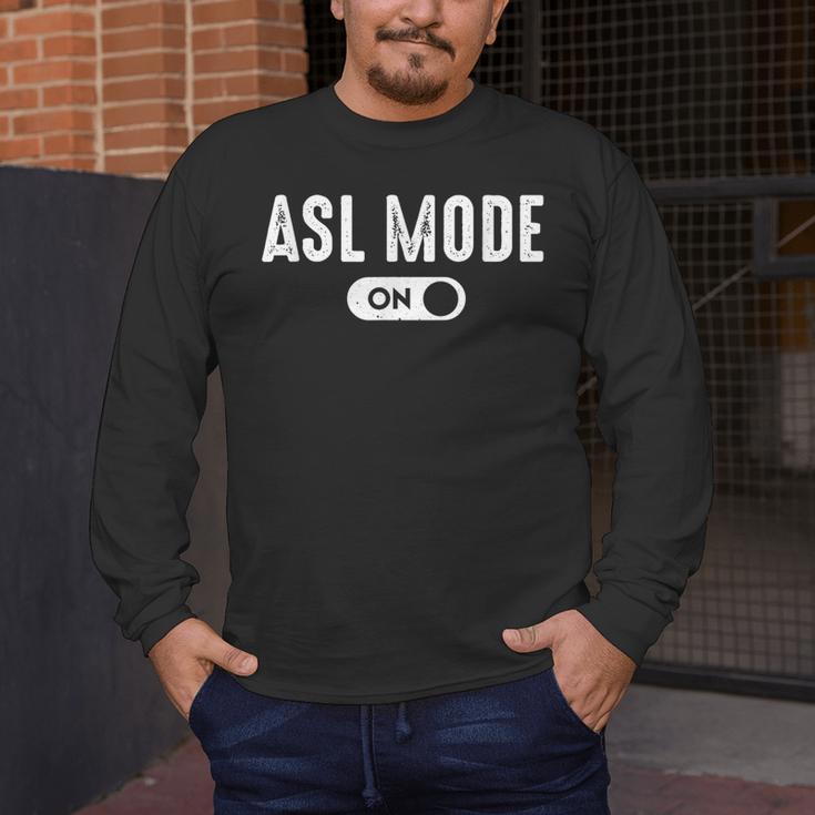 ASL Mode Sign Language Deaf ASL Teacher Men's Long Sleeve T-Shirt, funny design ASL Mode Sign Language Deaf ASL Teacher Men's Long Sleeve T-Shirt, funny design
