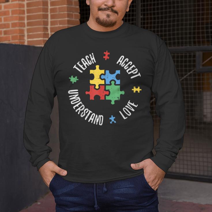 Autism Awareness Teacher Shirt Teach Accept Understand Love Men's Long Sleeve T-Shirt, funny design Autism Awareness Teacher Shirt Teach Accept Understand Love Men's Long Sleeve T-Shirt, funny design
