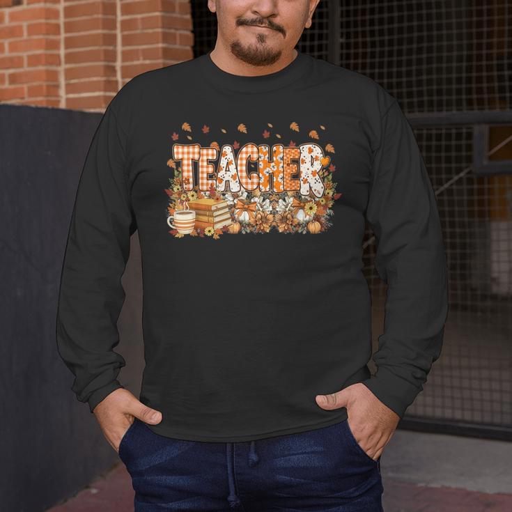 Autumn Pumpkin Thanksgiving Coffee Floral Teacher Fall Men's Long Sleeve T-Shirt, funny design Autumn Pumpkin Thanksgiving Coffee Floral Teacher Fall Men's Long Sleeve T-Shirt, funny design