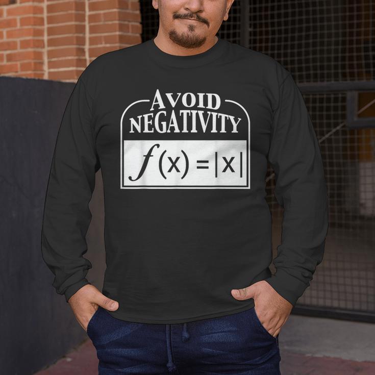 Avoid Negativity Math Teacher Men's Long Sleeve T-Shirt, funny design