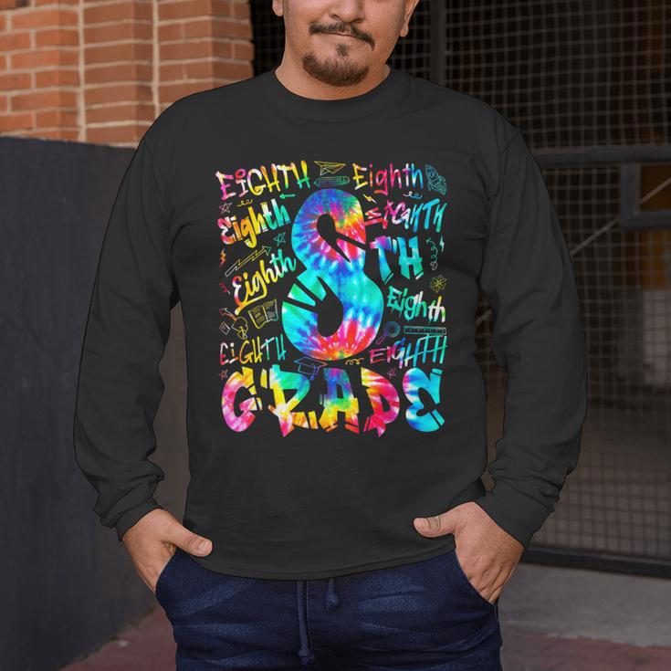 Back To School Eighth 8th Grade Tie Dye Typography Teacher Men's Long Sleeve T-Shirt, funny design Back To School Eighth 8th Grade Tie Dye Typography Teacher Men's Long Sleeve T-Shirt, funny design