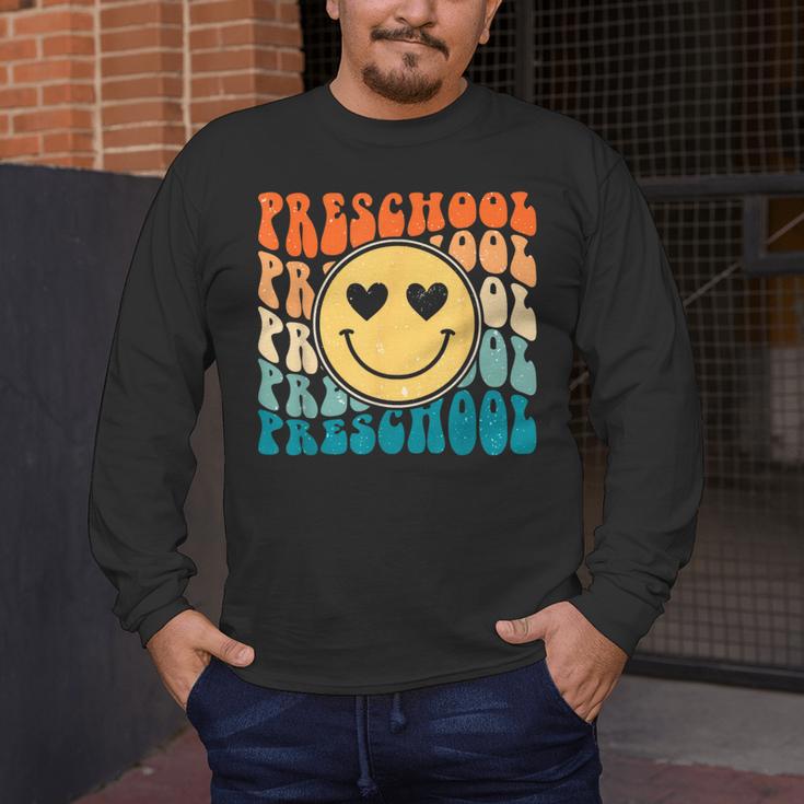 Back To School Groovy Smile Preschool Teachers Students Kids Men's Long Sleeve T-Shirt, funny design Back To School Groovy Smile Preschool Teachers Students Kids Men's Long Sleeve T-Shirt, funny design