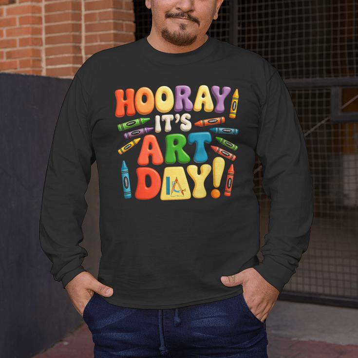 Back To School Hooray It's Art Day Art Teacher Artist Men's Long Sleeve T-Shirt, funny design Back To School Hooray It's Art Day Art Teacher Artist Men's Long Sleeve T-Shirt, funny design