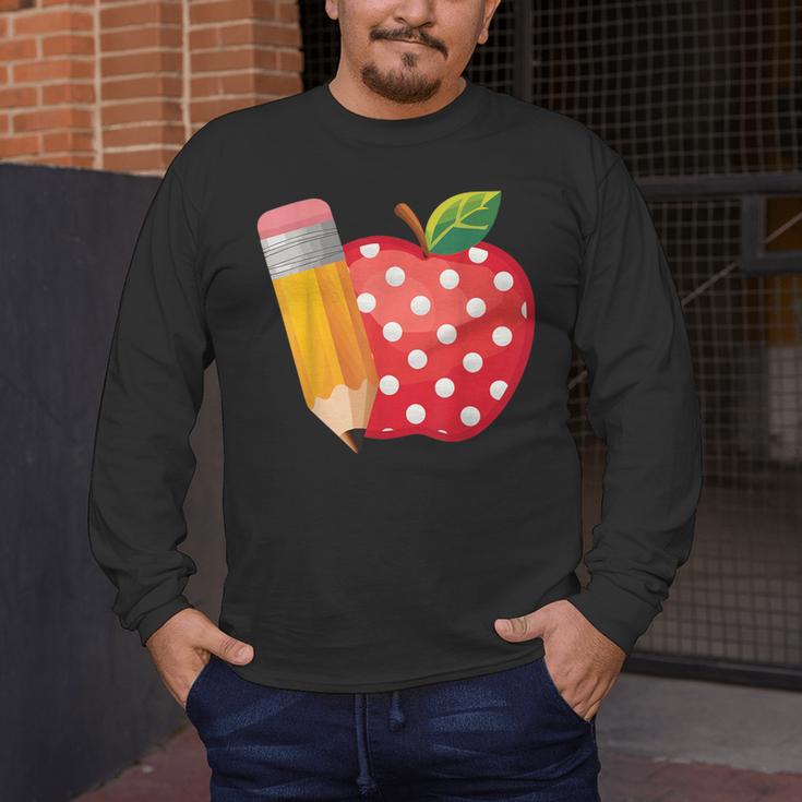 Back To School Pencil And Apple Teacher Student Men's Long Sleeve T-Shirt, funny design