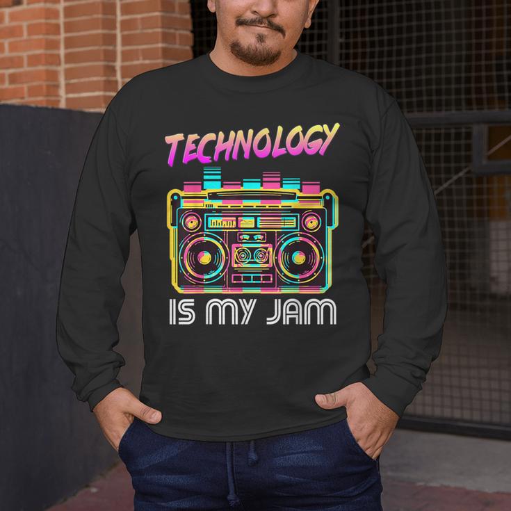 Back To School Retro Technology Is My Jam 80's Teacher Men's Long Sleeve T-Shirt, funny design Back To School Retro Technology Is My Jam 80's Teacher Men's Long Sleeve T-Shirt, funny design