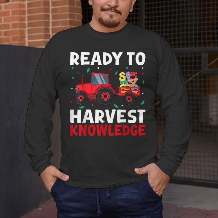 Back To School Teacher Farming Tractor Farmer Kids 100th Day Men's Long Sleeve T-Shirt, funny design