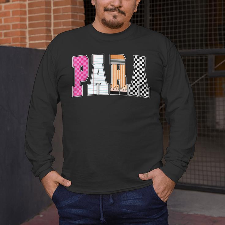 Back To School Teacher Para Preppy Checkered Para Life Men's Long Sleeve T-Shirt, funny design Back To School Teacher Para Preppy Checkered Para Life Men's Long Sleeve T-Shirt, funny design
