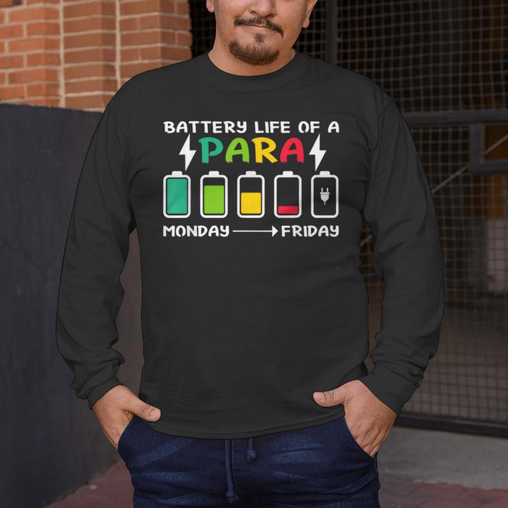 Battery Life Of a Paraprofessional Para Teacher Life Men's Long Sleeve T-Shirt, funny design Battery Life Of a Paraprofessional Para Teacher Life Men's Long Sleeve T-Shirt, funny design