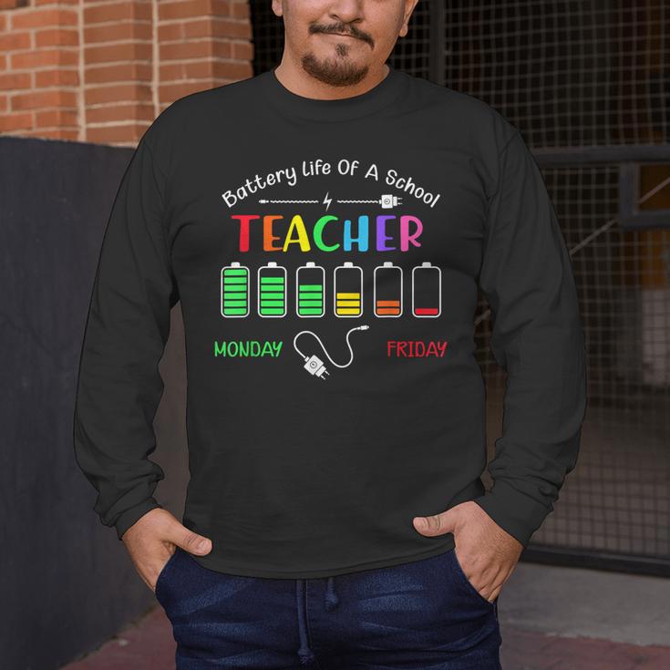 Battery Life Of A School Teacher Monday To Friday For Men Women Men's Long Sleeve T-Shirt, funny design