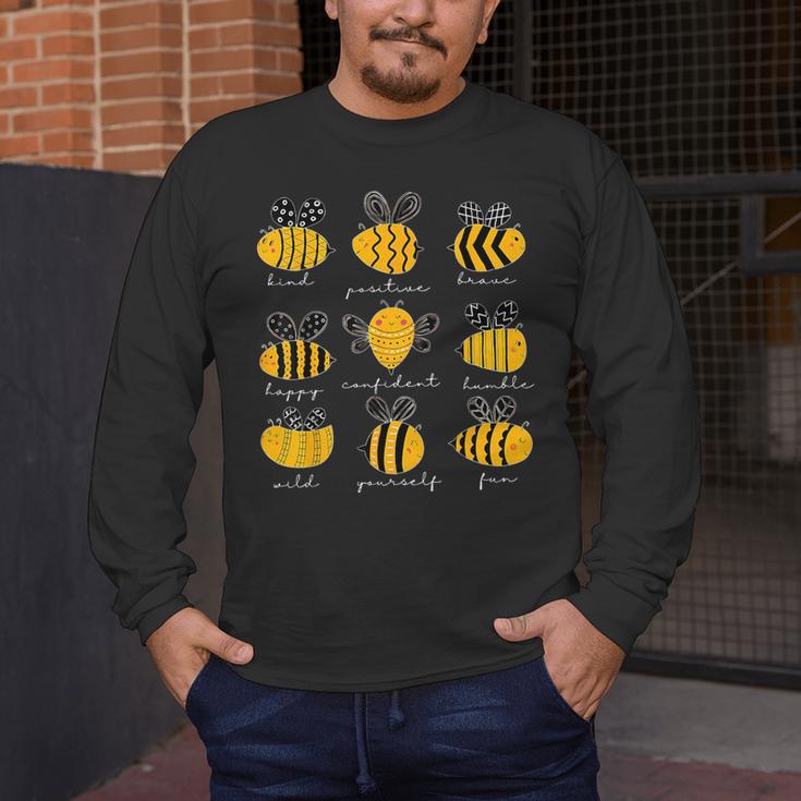 Bee Kind Positive Brave Happy Confident Humble Teacher Men's Long Sleeve T-Shirt, funny design Bee Kind Positive Brave Happy Confident Humble Teacher Men's Long Sleeve T-Shirt, funny design