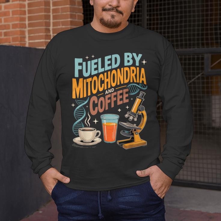 Biology Teacher Science Fueled By Mitochondria Coffee Men's Long Sleeve T-Shirt, funny design Biology Teacher Science Fueled By Mitochondria Coffee Men's Long Sleeve T-Shirt, funny design