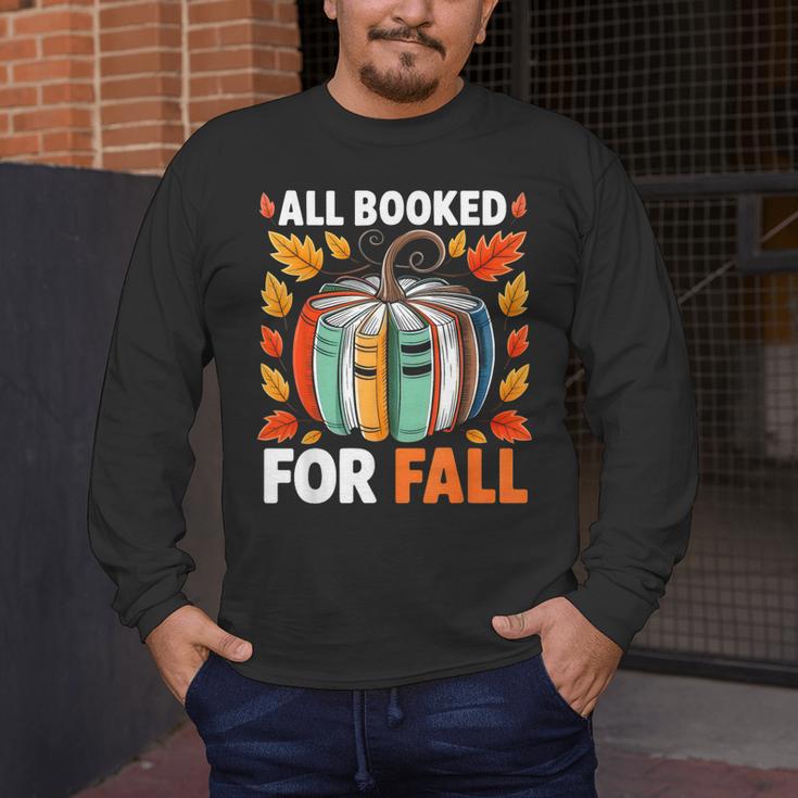 All Booked For Fall Book Pumpkin Autumn Thanksgiving Teacher Men's Long Sleeve T-Shirt, funny design