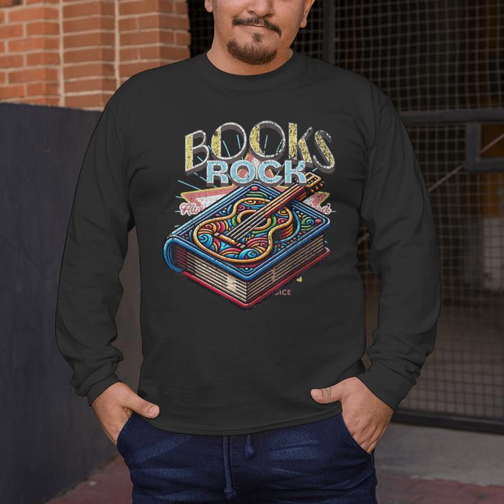 Books Rock Rock'n Roll Science Of Reading Teachers Guitar Men's Long Sleeve T-Shirt, funny design Books Rock Rock'n Roll Science Of Reading Teachers Guitar Men's Long Sleeve T-Shirt, funny design