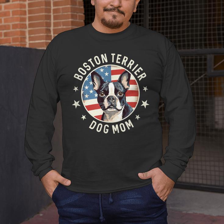 Boston Bull Terrier Women Boston Terrier Dog Mom Men's Long Sleeve T-Shirt, funny design