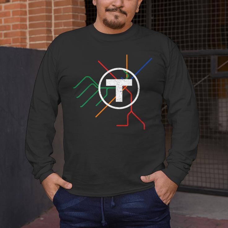 Boston T Subway Map Vintage MBTA Men's Long Sleeve T-Shirt, funny design