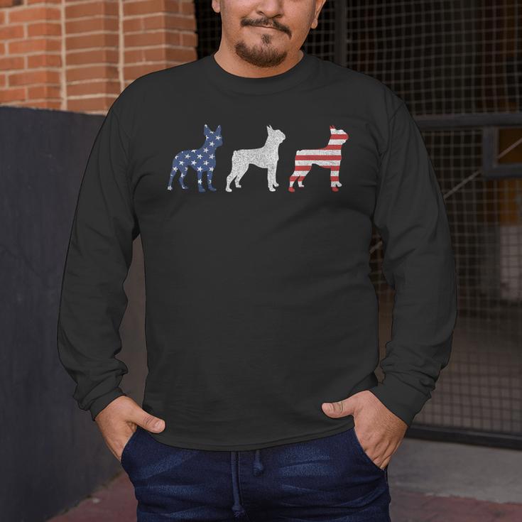 Boston Terrier 4th Of July Dog Patriotic USA Flag Man Woman Men's Long Sleeve T-Shirt, funny design