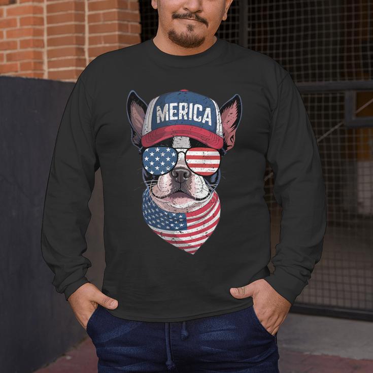 Boston Terrier 4th Of July US Merica Bostie Dog Patriotic For Men Women Kids Men's Long Sleeve T-Shirt, funny design