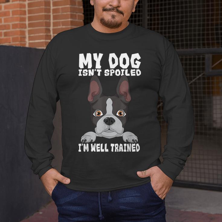 Boston Terrier American Gentleman Dog Lover I'm Well Trained Men's Long Sleeve T-Shirt, funny design