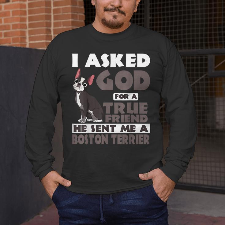 Boston Terrier American Gentleman Non-Sporting Dog Lover Men's Long Sleeve T-Shirt, funny design