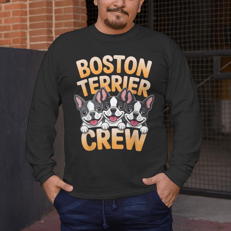 Boston Terrier Crew Cartoon For Dog Owner Pet Boston Terrier Men's Long Sleeve T-Shirt, funny design