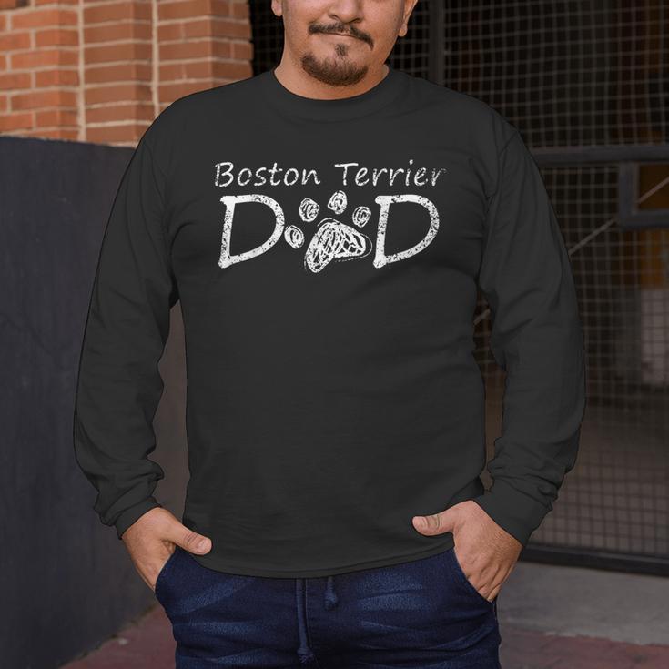 Boston Terrier Dad Dog Breed Daddy Owner Puppy Father Papa Men Women Men's Long Sleeve T-Shirt, funny design