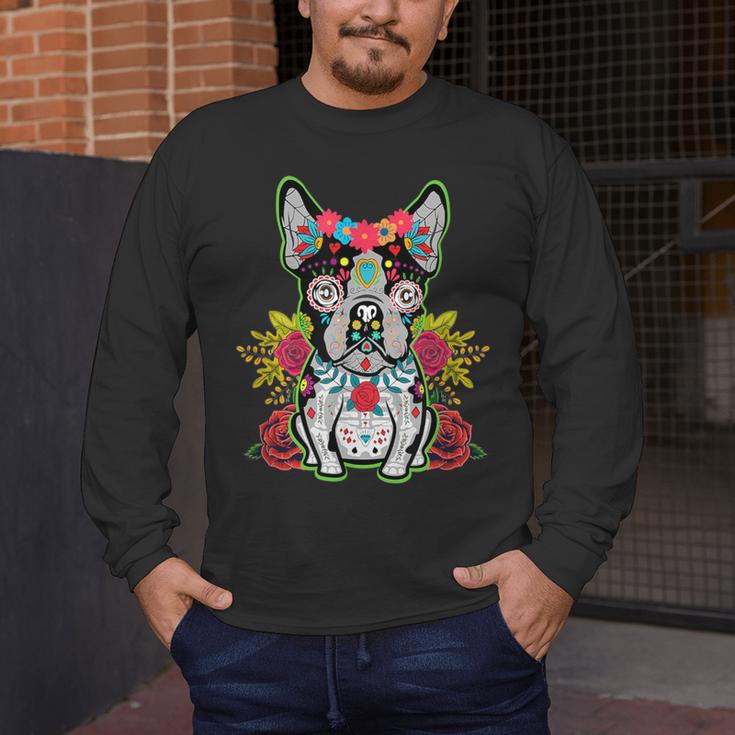 Boston Terrier Dia De Los Muertos Day Of The Dead Dog Skull For Men Women Kids Men's Long Sleeve T-Shirt, funny design