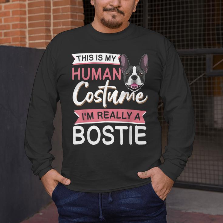 Boston Terrier Dog Bostie Halloween Costume Dog For Kids Men's Long Sleeve T-Shirt, funny design