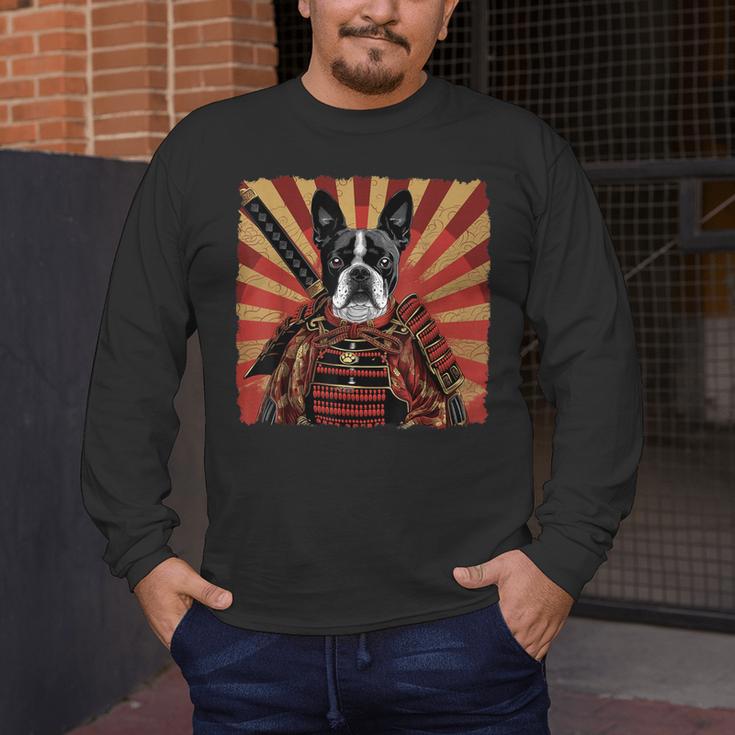 Boston Terrier Dog Japanese Art Samurai Ukiyo-e Men's Long Sleeve T-Shirt, funny design