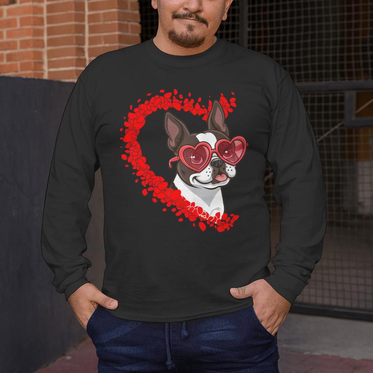 Boston Terrier Dog Mom Dad Valentine’s Day Pet Lover For Men Women Kids Men's Long Sleeve T-Shirt, funny design