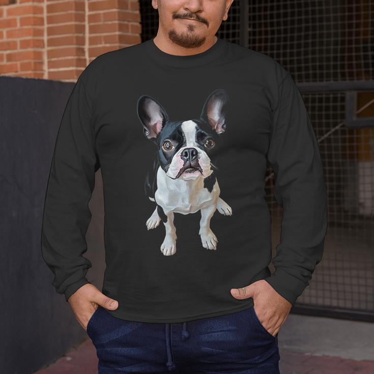 Boston Terrier Dog Motif Pet Art Boston Terrier Men Women Kids Men's Long Sleeve T-Shirt, funny design