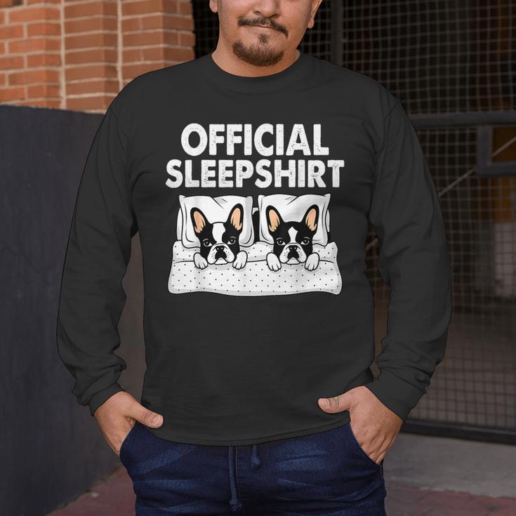 Boston Terrier Dog Official Sleep Pajamas Nightgown Men's Long Sleeve T-Shirt, funny design
