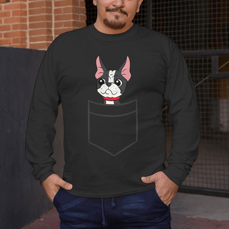 Boston Terrier Dog In The Pocket Boston Terrier For Men Women Girls Kids Men's Long Sleeve T-Shirt, funny design