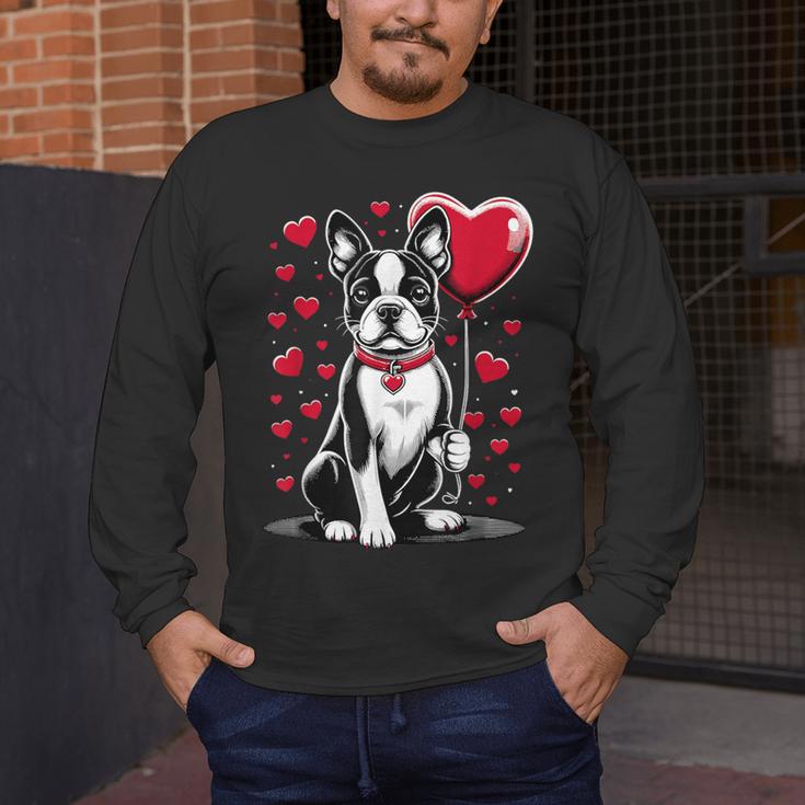 Boston Terrier Dog Valentine's Day Dog Owner Valentine Men's Long Sleeve T-Shirt, funny design