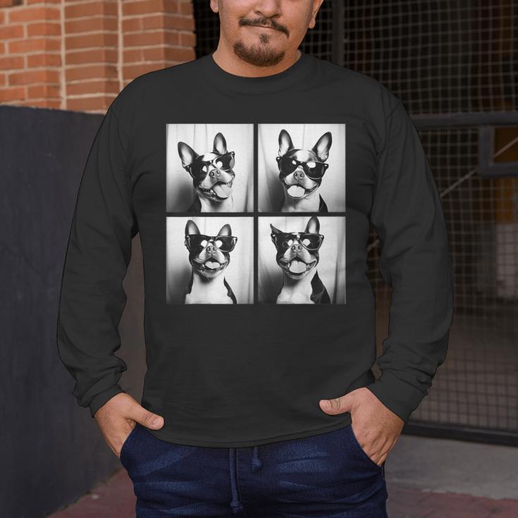 Boston Terrier Dogs With Sunglasses Photo Pets Meme Men's Long Sleeve T-Shirt, funny design