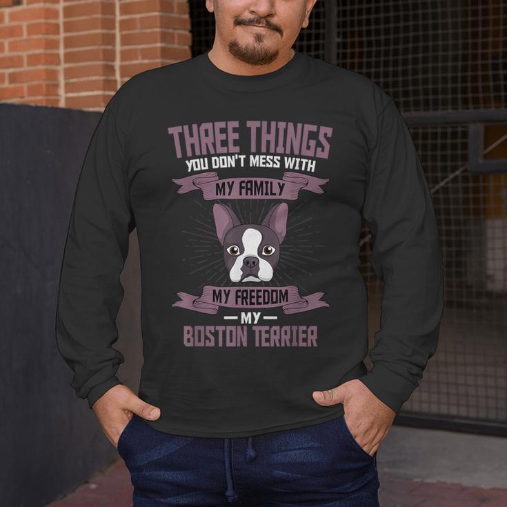 Boston Terrier Don't Mess With American Gentleman Dog Lover Men's Long Sleeve T-Shirt, funny design