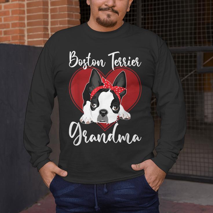 Boston Terrier Grandma Dog Owner Boston Terrier For Men Women Men's Long Sleeve T-Shirt, funny design