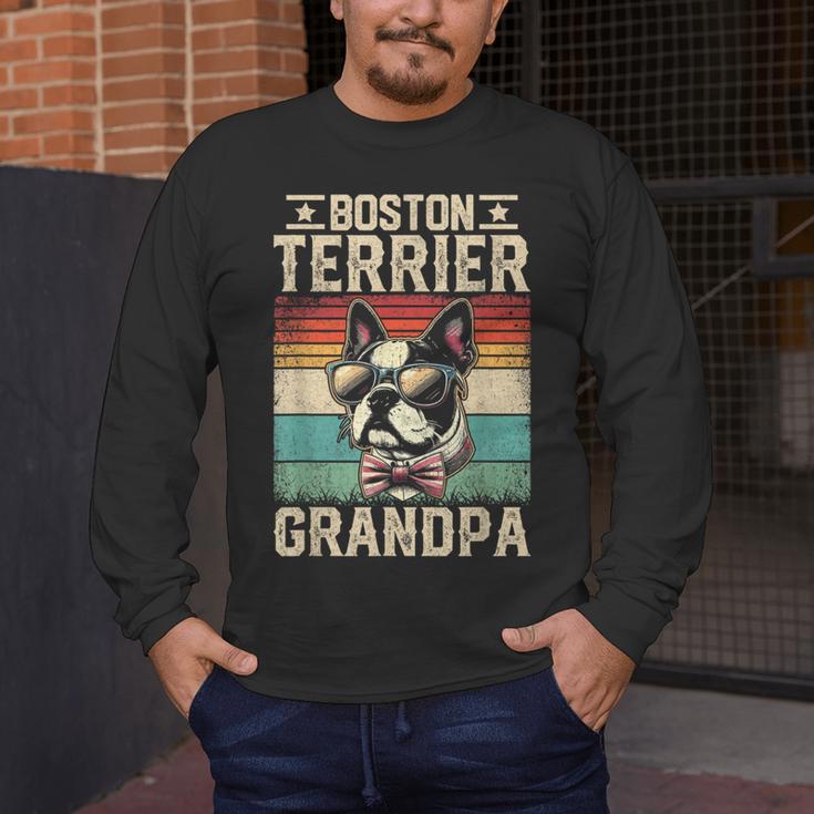 Boston Terrier Grandpa Dog Lover Father's Day Men's Long Sleeve T-Shirt, funny design