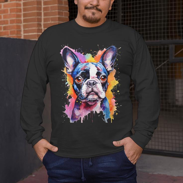 Boston Terrier Lover Pop Art Color Boston Terrier Dog For Men Women Girls Kids Men's Long Sleeve T-Shirt, funny design