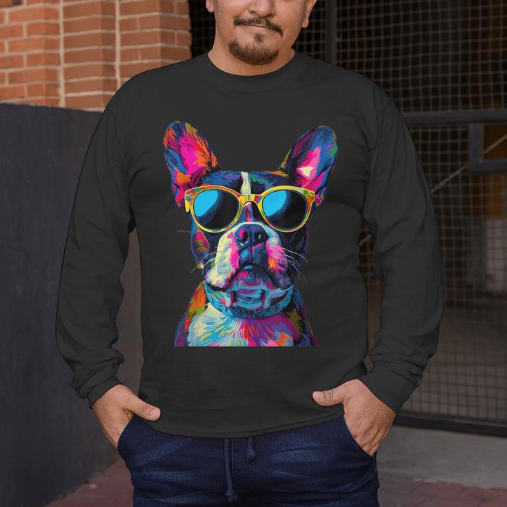 Boston Terrier Lovers Pop Art Boston Terrier Men's Long Sleeve T-Shirt, funny design