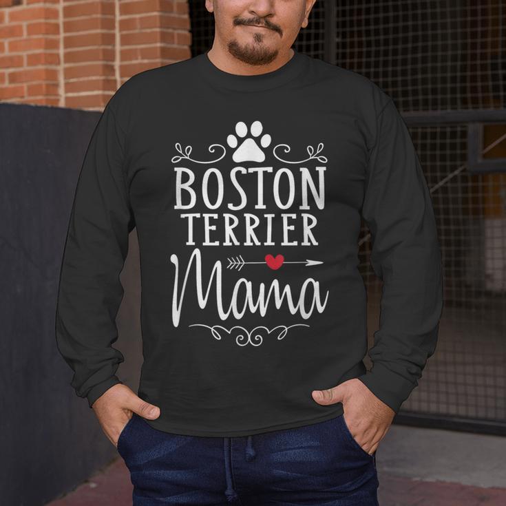 Boston Terrier Mama Boston Terrier Lover Shirt Men's Long Sleeve T-Shirt, funny design