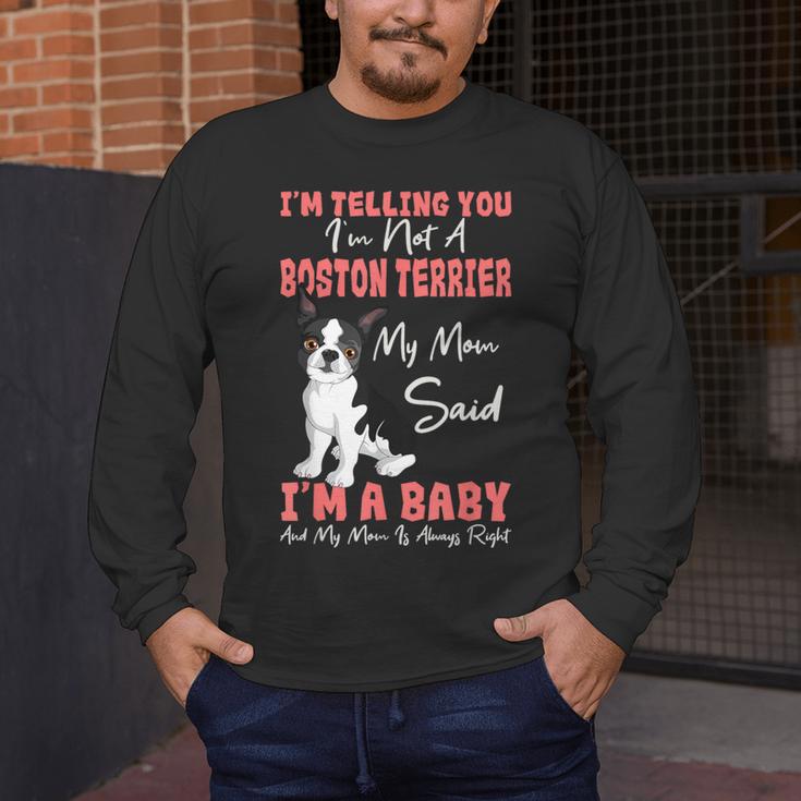Boston Terrier Mom American Gentleman Dog Lover Mother's Day Men's Long Sleeve T-Shirt, funny design